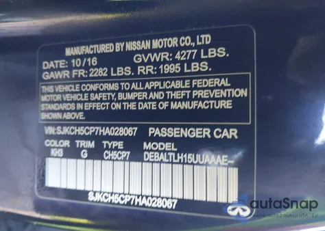 2017 Infiniti Qx30 Sport z USA, uszkodzony, nr VIN SJKCH5CP7HA028067